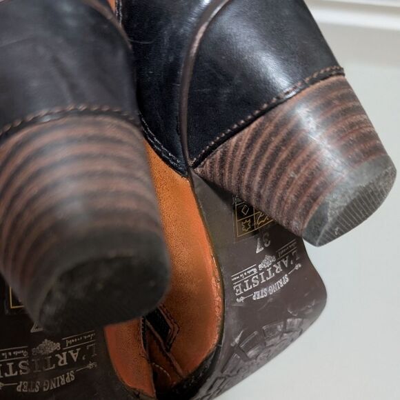 L’Artiste by Spring Step Arabella leather bootie stacked heel western size 37 - Picture 8 of 11